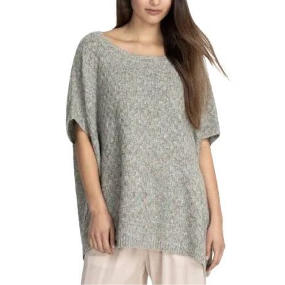 Calme x Johnny Was Sage Basket Weave Poncho - One Size - Picture 1 of 8